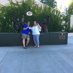 Tim and I, one last pic with our Dad as we spread his ashes at Lambeau.  Go Pack