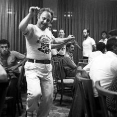 Celebrating at the Bitola Festival, Troupe's first trip to Macedonia, 1979.