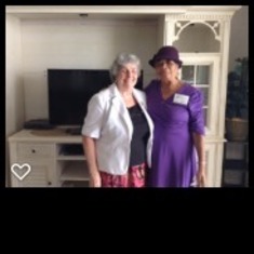Georgia with church friend in Ocean City, MD.  Looking good in your purple dress and hat.