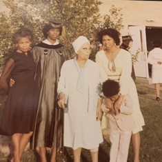 Our mother (Margaret), Dottie, our Grandmother (Georgia J. Harris), Bruce and Georgia at my Graduation from College in May 1977, Burlington, NJ.
