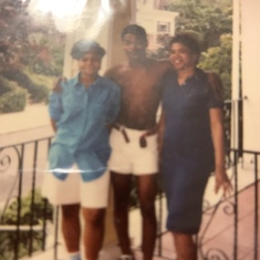 Tonya Jones, Bruce and Georgia at her house in Philly, June 1988.