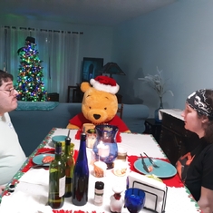 Although Pooh sat in for Jerry for Xmas Eve dinner, he didn't eat as much!