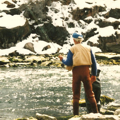 Gerry winter fishing on the Green