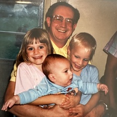 With grandchildren Heather, Scott and Keegan (L to R)