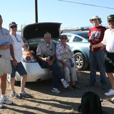 Chet and Karen Schirmer, Nancy and Gerry, Kit in the parking lot at the Reno Air Races
