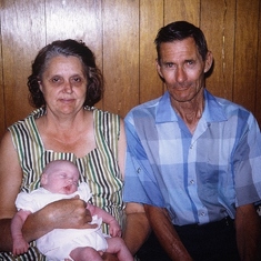 MOM & DAD (Fannie & Curtis Stewart - Gerry's parents).  Baby- Cheri (McConnell) Boer (Gerry's Niece)