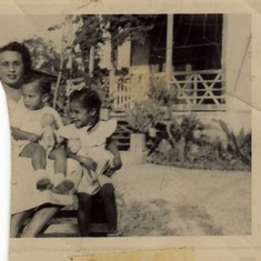 Haiti, probably early 50s, with William and Doris; in front of our house in Bois Verna