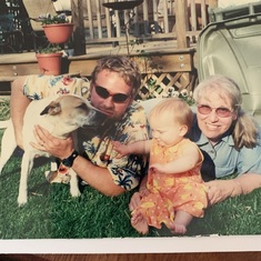 John G., Madison and Maggie the dog with Grandma Nut. 