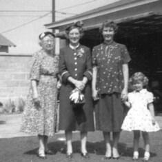 Four Generations - Maude, Katherine, Virginia, Cherie 1956. Mom carrying Rick.