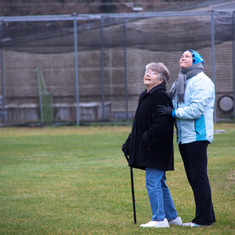 Ginny and Tracy watching a rocket launch at the park. Christmas 2011