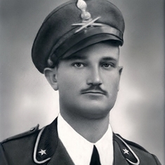 Giuseppe Torcasio: In uniform with the Heavy Artillery Regiment insignia on his peaked Visor Cap, During World War II in Tripoli, North Africa