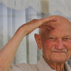 Giuseppe Torcasio: is seen here Saluting at age 91