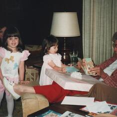 1988 - Gladys gets help with gift from Diana and Erica!