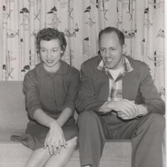 Jan 1959 - Gladys showing some leg and Bob showing sock!