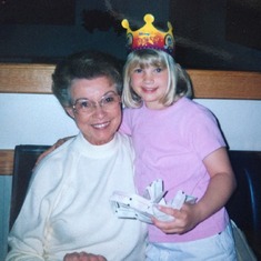 March 1997 - What a Grandma.....sitting through granddaughter Heather's birthday party at Chuck E Cheese!