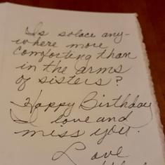 Hand drawn birthday card from Gladys to Inez