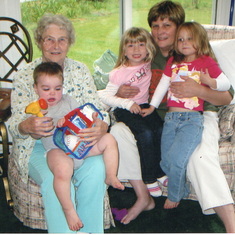 Great-Grandma with Aiden, Caidence, Phyllis, and Katlyn