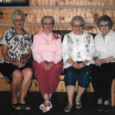 Gladys with her sisters; Lois Stuart, Gladys, Dorothy (Fat) Agnew, Doris McMorris on her 80th b-day