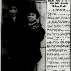 1934    Ruby (age 7) and Glen (age 5) Kumasaka profiled in Tacoma's main newspaper at the time and still the main newspaper in town regarding their inheritance from Mr Sweeney Smith originally from Norway
