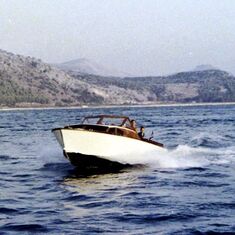 1966 Argostoli, Kefalonia, Greece. "Ketty. M." making waves