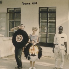 Glenn and Sue In Nigeria 1967-1968. Outside their school. 