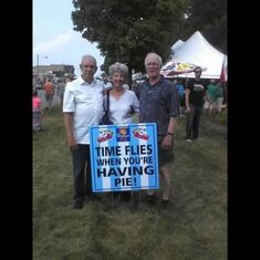 Glenn and Sue with her brother, John at Pie Days in Braham, Minnesota.