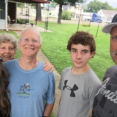 Glenn and Sue with niece Jody, her husband Pete and son Tyler in Prairie Farm Wi (Aug 2015).