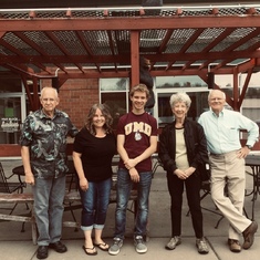 Glenn and Sue with Sue’s brother John, niece Jody and her son Dylan having lunch in Wi (Aug 2017).