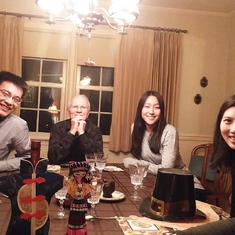 Thanksgiving 2016 - Glenn and Sue at home with their international student guests from Princeton