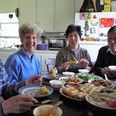 Glenn and Sue were invited to our apartment for a Chinese style lunch (with our parents) in 2012. 