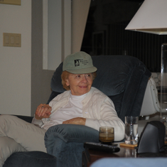 mom at christmas with new hat