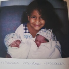 The Big Sis Mishca with twins at birth