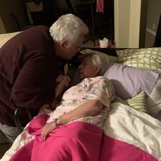Grandpa kissing grandma goodnight!