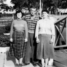 1950 - Gloria and sister Edna with their father William in Kempston Street, Greensborough.