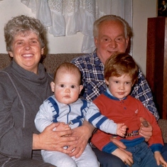 1985 - Gloria & Sam with Tristan & Jacob - the boys loved visiting Nan & Pop.