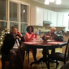 Mom, Maxine and a new found friend Elaine Jenkins on Christmas Day 2014 at the home of Carl and LaShawn Jenkins