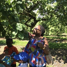 Aunty Toyin on a farm with the children 