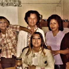 With her sister Maryjane, aunt Nico, her mom Jenny and grandmother Grace at a party before our wedding