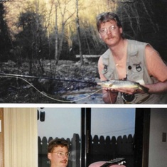 two of his great loves: fishing and playing guitar