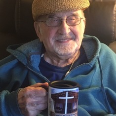 96th birthday; cup was a  gift from the community of Nueva Trinidad, El Salvador