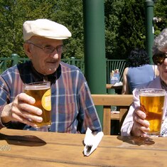 June 2010, Greg and Mary enjoy a lovely day at the Biergarten. Here's to you both!