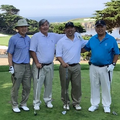 Cypress Point 15th Tee with uncle Kaz and cousins Derek and Satoru.