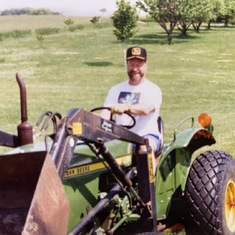 Traded in his corvette for a John Deere tractor