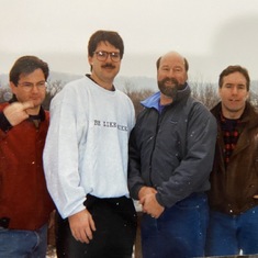 Friends Mark Pilkington, John Wagner and Jim Jamieson in Galena, Illinois