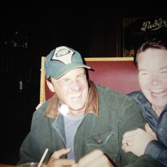 Greg and his friend, Greg Hammann.  This is the laugh we all love and miss!!!  Greg's  true essence!