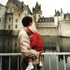 Greg holding Kate in France (1988).