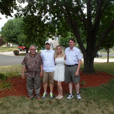 Grandpa Stanley, Kyle, Kate, and Greg and Kyle and Kate's wedding reception. July 2012.