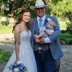 Guy Vincent Chumley II, his new wife Maranda, and their son, Guy Vincent Chumley III. Married 6/8/19