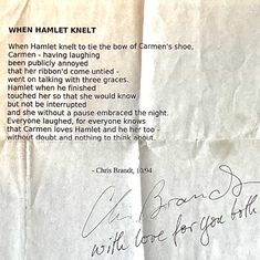 Found this beautiful poem by Chris Brandt in one of Hamlet’s notebooks. Too beautiful not to share. 