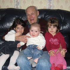 Hans with his grandchildren. Sophia on the left, Ben in the middle & Katie on the right.